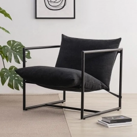 Metal Framed Armchair with Shredded Foam Cushioning,
