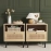 Nightstands Set of 2, Boho Night Stand with 1 Door, Accent End Table, Wood Bediside Table with Metal Legs&Open Shelf