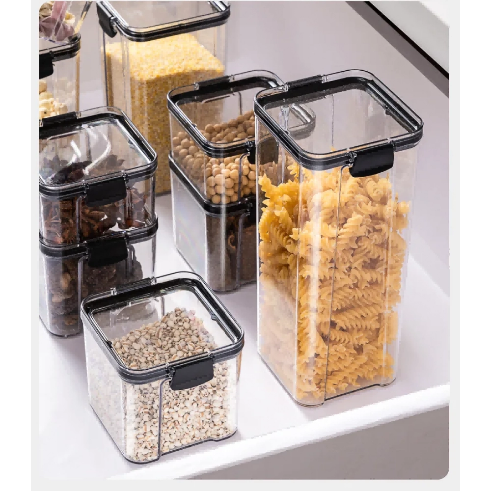 Sealed Jars Kitchen Grain Storage Organizer Large Tank Plastic Moisture-proof Storage Box Household Seasoning Jars Set